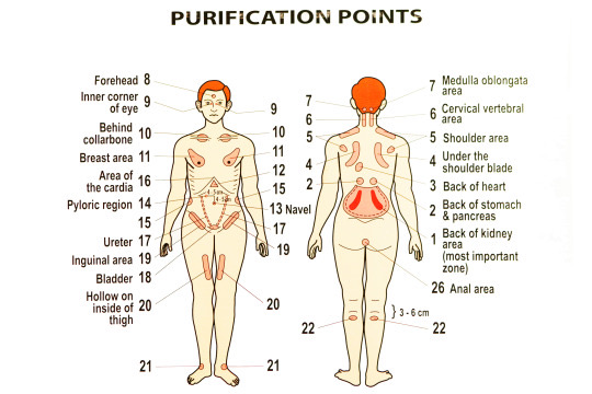 The purification points of the body in Sukyo Mahikari